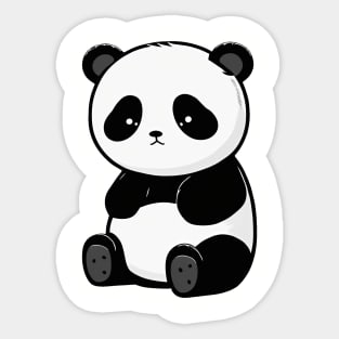 Sad Panda - Black and White - Cute Animal Sticker